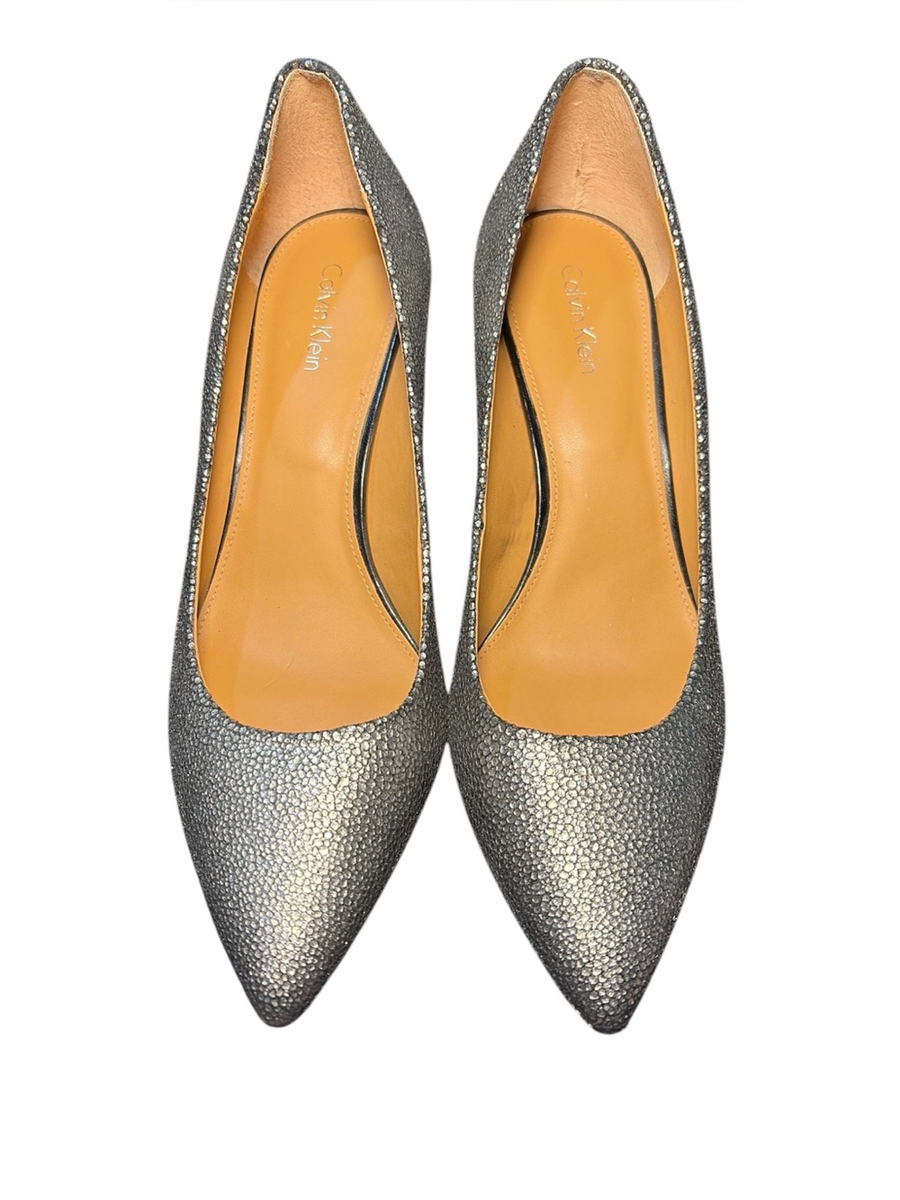 Calvin Klein Metallic Pewter Pointed-Toe Pumps